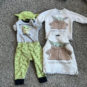 Baby Yoda Short Sleeved Bodysuit, Pant, Sweatshirts, and Hat